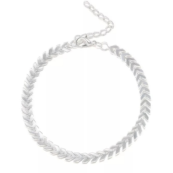 Silver Tone Arrow Anklet 10in - Picture 2 of 4